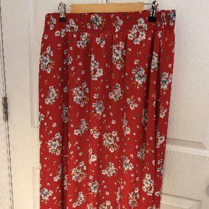 LOFT red floral maxi skirt